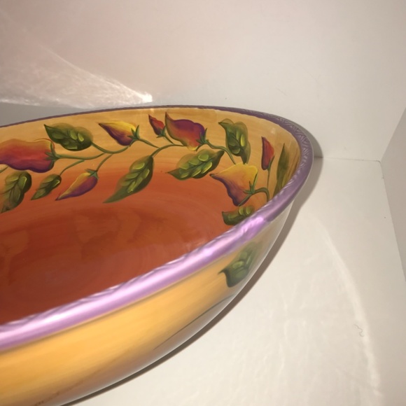 Art Vintage Clay Art Large Chili Fiesta Hand Painted Stonelite